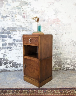 £95 • Buy Antique 1920s 30s Art Deco Bedside Table Cabinet Night Stand Lamp Vintage DELIVR
