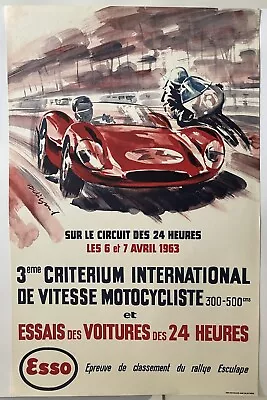 Le Mans Rare Original Poster 1963 Race Won By The Ferrari 250P 24 Heures Du Mans • £199