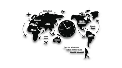 £24.18 • Buy Wall Clock World Map Modern Design 3D Living Room Acrylic Stickers