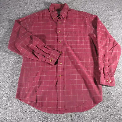 Vintage Brooks Brother Shirt Men Medium Red Windowpane Cotton Lightweight • $14