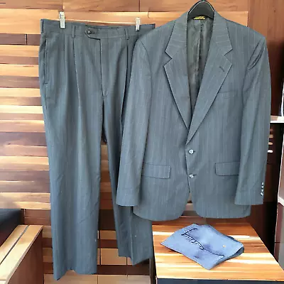 Vintage Palm Beach Suit Mens Size 44 Pants 36x31 Gray Pinstripe Blazer Jacket • $89.99