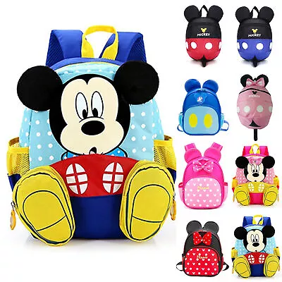 Kids Girls Boys Backpack Mickey Minnie Mouse Travel Rucksack School Book Bags • £12.69