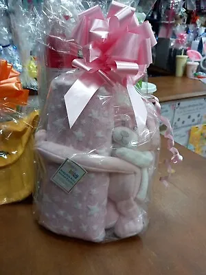 15cm Baby Girl Gift Set Gift Wrapped In Clear Wrap With Bow New Born • £12.99