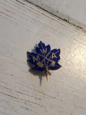 M.W.A. Modern Woodmen Of America Blue Enamel Maple Leaf Pin Badge C8 • $35