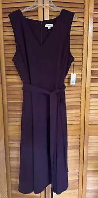 NWT! Calvin Klein Women's Purple Plum Sleeveless Midi Fit Flare Belted Dress 22W • $39.88