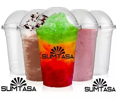 🔥 Clear Plastic Slush Puppie Smoothies Milkshake Cups Disposable Reusable Cup • £7.65