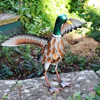 Wings Spread Duck Garden Ornament Metal Bird Outdoor Sculpture • £25