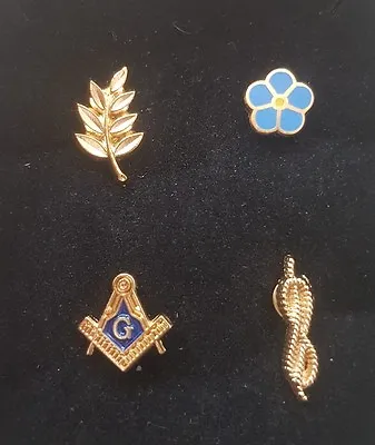 Masonic Lapel Pin Square & Compass Sprig Of Acacia Cable Tow Forget Me Not Set • £4.19