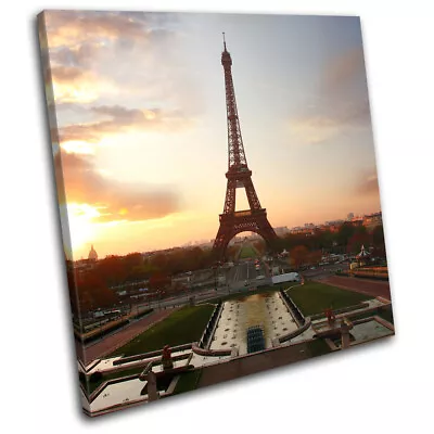 Eiffel Tower Paris Landmark Sunset  City SINGLE CANVAS WALL ART Picture Print • $89.99