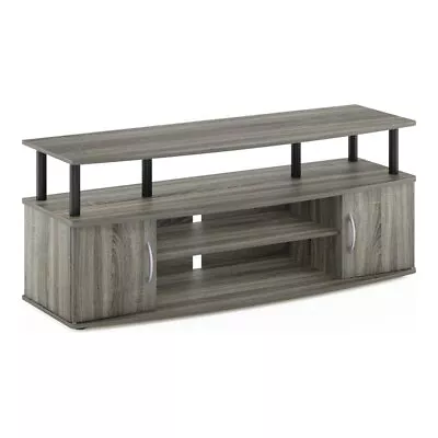 Furinno JAYA Wood Entertainment Center For TV Up To 55  In French Oak Gray/Black • $95.15