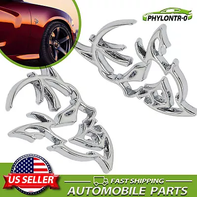 2PCS Chrome Devil Cat Hellcat Demon Fender Side Emblem Badge 3D Decal Sticker • $18.86