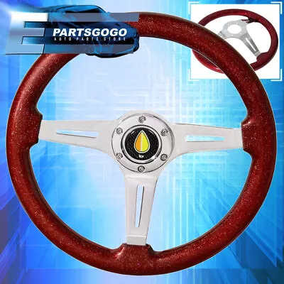 Metallic Red Wood Aluminum Center Deep Dish Steering Wheel + Fukushi Button • $63.99