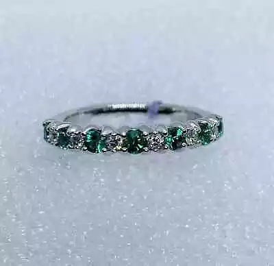 1Ct Lab Created Emerald Half Eternity Wedding Band Ring 14K White Gold Plated • $105.29