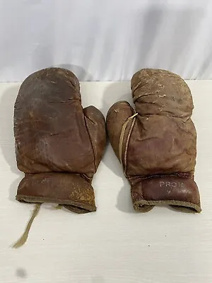 Vintage Boxing Gloves Antique Heavily Distressed Leather Man Cave Display • $31.49