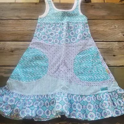 Naartjie Girls Size 4 Month Ethno White Blue Cotton Maxi Dress VGUC • $18