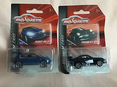 Majorette Premium Cars Black Porsche 911 Gt3 And A Blue Peugeot 308 Gtmip. • £25.99