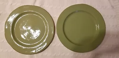 Set Of 2 Vietri Cucina Fresca Dinner Plates Sage Top Cream Bottom 12 Inch ITALY • $60