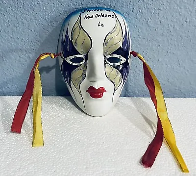 Vintage Ceramic Mask New Orleans Bourbon St 5.5” X 4” Wall Art • $12.71