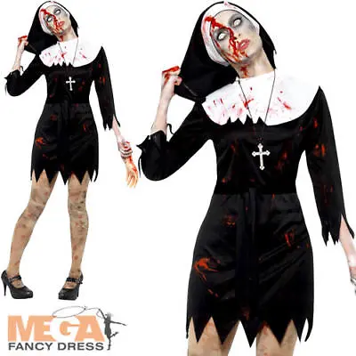 Zombie Nun Ladies Halloween Fancy Dress Undead Sister Womens Adults Costume New • £14.99