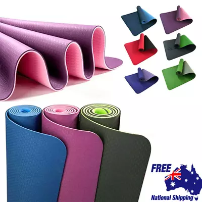 $15.49 • Buy TPE Yoga Mat Eco Friendly Exercise Fitness Gym Pilates Non Slip Dual Layer AU