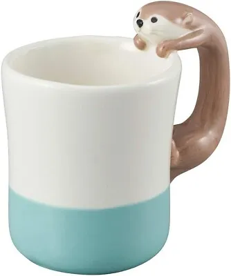 Decole Otter Mug Latte Latte KW-92512 Pottery Light Blue Brown 80x117xH112mm • $44.80