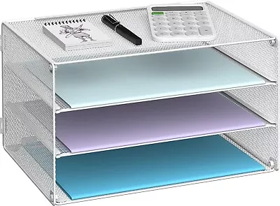 Open Box DALTACK 3 Tier Letter Tray Paper Organizer Mesh Metal Desk File • $15.39