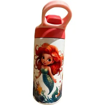 Custom Kids Mermaid Stainless Steel 12oz Insulated Water Bottle With Flip Lid • $17.95