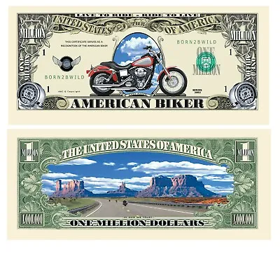 Biker Motorcycle Million Dollar Bill - Pack Of 100 • $24.95