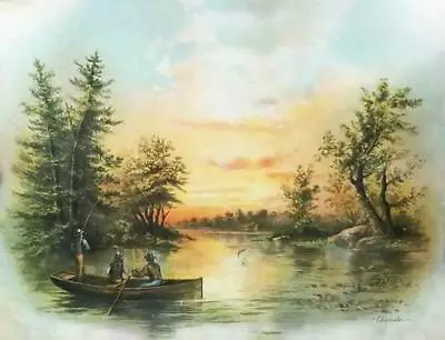 Colorful Lake Fishing Scene By William Chandler • £15.37