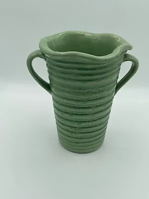 1930s Vintage Haeger Art Pottery Mottled Green Ribbed Ceramic Vase TK • $47.95