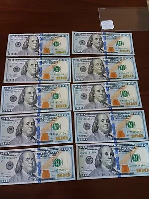 Lot 10x Star Note One Hundred ($1000) Dollar Bills Real U.S. Money. Normal Cash • $1249