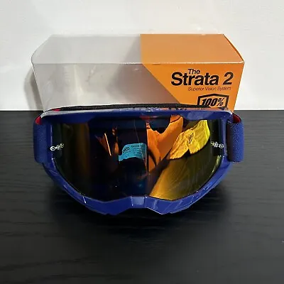 100% STRATA 2 Skiing ATV Motocross Blue Goggles Superior Vision New In Box • $19.90