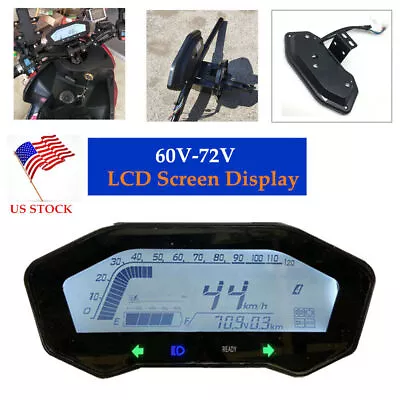 US 60-72V Motorcycle LCD Digital Odometer Speedometer Tachometer Gauge Universal • $27.59