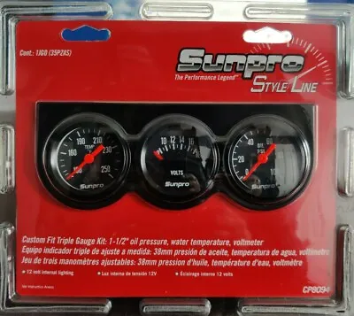 $42.95 • Buy Sunpro Cp8094 Mini Triple Gauge Kit 1 1/2  Black