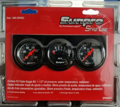 $42.95 • Buy Sunpro Cp8094 Mini Triple Gauge Kit 1 1/2  Black