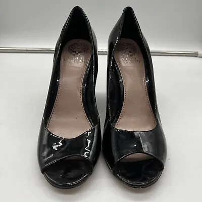 Vince Camuto KIRA Women’s Black Patent Leather Open Toe Pump Size 9B • $19.99