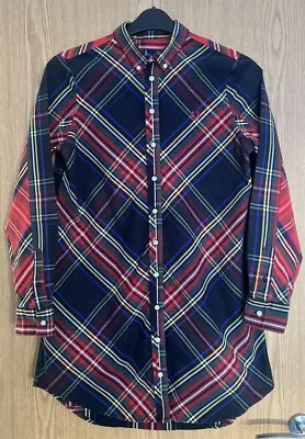 Fred Perry Womens Tartan Black / Red Shirt Dress Long Sleeve VGC Uk 10 • £29.99