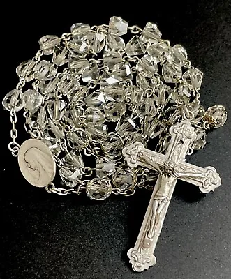 Vintage Catholic Sterling Silver & Crystal Tear Drop Rosary • $59.99