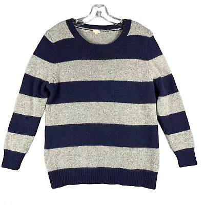 J. Crew 100% Lambswool Sweater Womens L Long Sleeve Crew Neck Color Block Stripe • $24.88