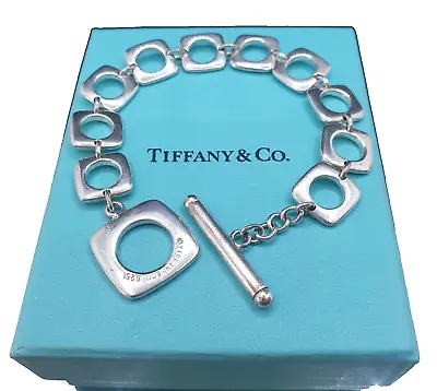 Tiffany & Co. Square Cushion Toggle Bracelet 925 Sterling Silver Pre-Owned • $350