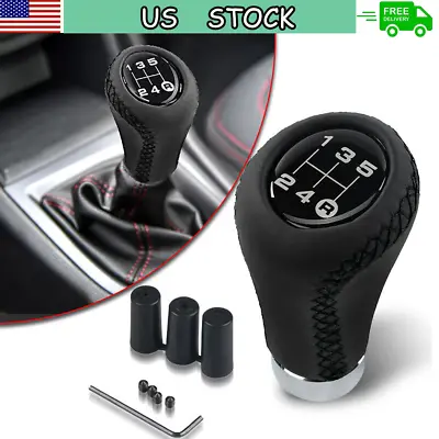 Leather Manual Car 5 Speed Gear Stick Shifter Shift Knob Lever Universal Black • $13.88