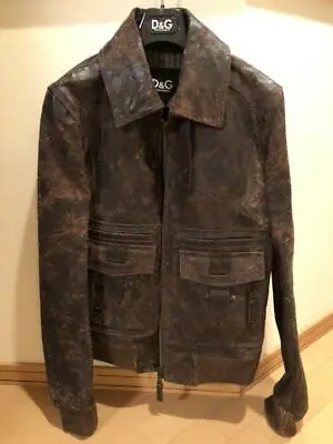 DOLCE & GABBANA D&G Leather Jacket Blouson Damage Processing Men's 48 From Japan • £877.55