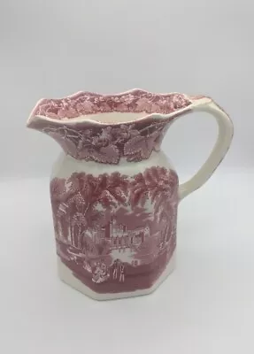 Vintage 20th C. MASONS Ironstone China “Vista”  Pink Transfer Ware Jug/Pitcher • £11.95