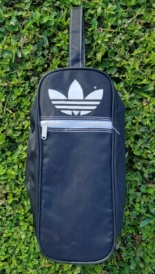 $32 • Buy VTG ADIDAS SPELLOUT Black Shoe BAG Nylon Full Zip Toiletry Dopp Shoe Gym 