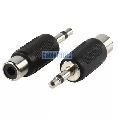 2 X 3.5mm Mono Mini Jack Plug To Phono RCA Female Socket Adapter Converter • £2.47