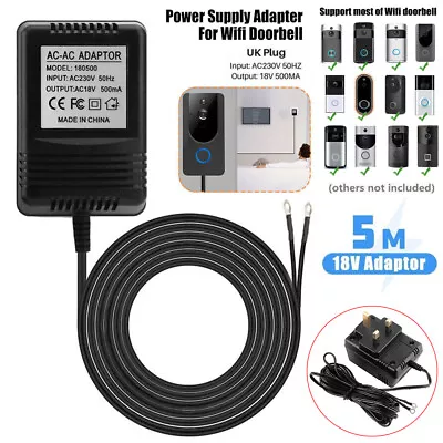 5M 18V Power Supply Charging Adapter Charger For Video Ring Doorbell Transformer • £9.99