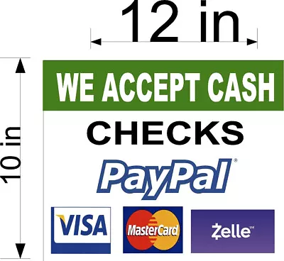 10  X 12  PVC SIGN CHECKS PAYPAL  VISA MASTERCARD ZELLE • $16.99