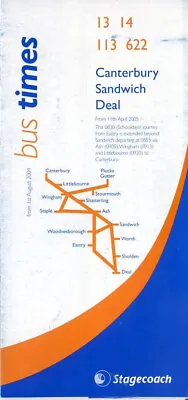 Stagecoach East Kent Bus Timetable (N040801) 13 14 622 Canterbury Deal Aug 2004 • £2.49