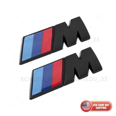 2x BMW Matte Black M Series Fender Nameplate Emblem Badge ABS Mini Sport Power • $19.99