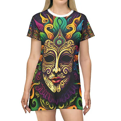 Mardi Gras Mask Dress Custom  Mardi Gras T-Shirt Dress Carnival Dress Party • $57.94